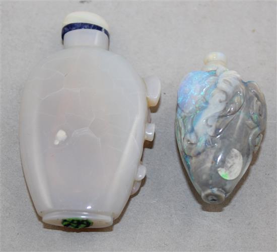 Two Chinese opal snuff bottles, 1880-1940, Richards no.s 299 and 294, chip to neck of first